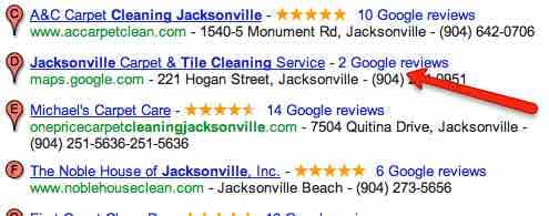 Google Places: 5 reviews shows stars