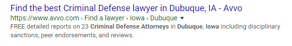 lawyer SEO title tag example