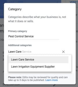pest control local seo gmb categories