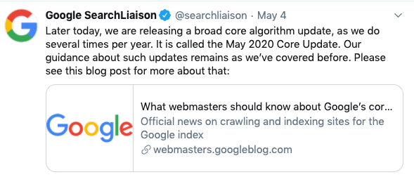 google may 2020 core update