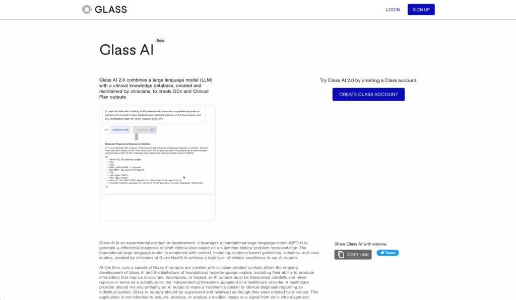 glass ai  enables clinicians to create faster, easier diagnoses, clinical plans
