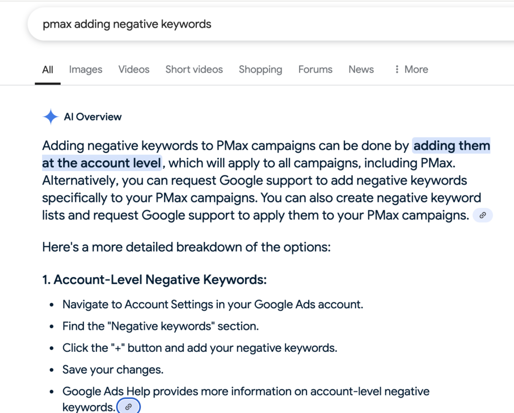 ai overview sample result