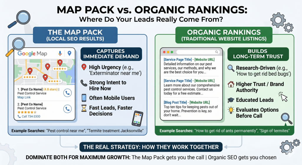 map pack vs organic rankings