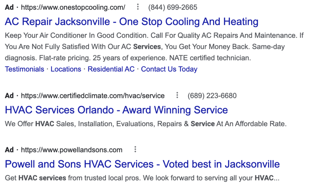 ppc for hvac ads example dagmar marketing