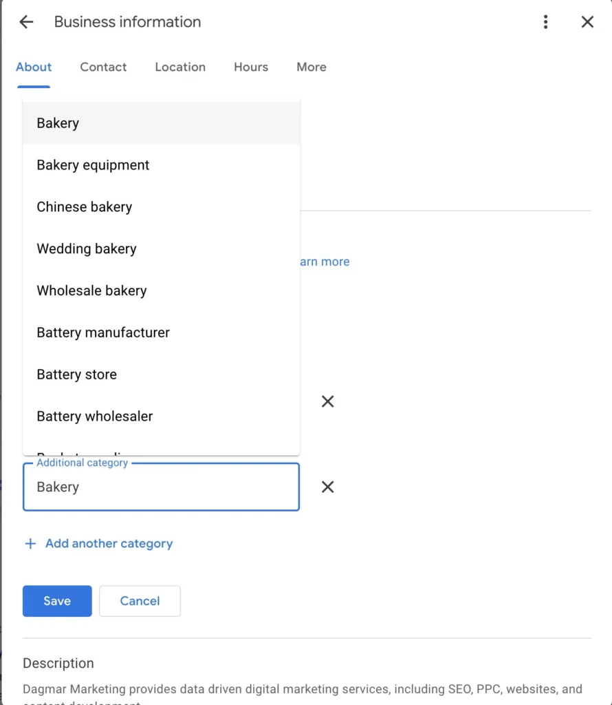 selecting proper Google Business Profile categories