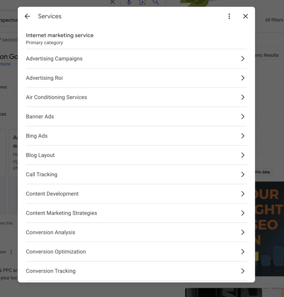 how to edit Google Business Profile services offered section
