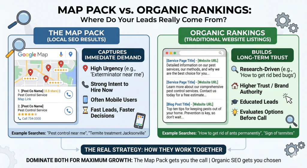 map pack vs organic rankings